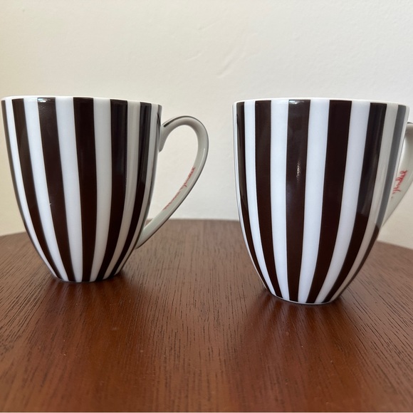 Henri Bendel Brown and White Striped Mugs (2) - Picture 3 of 8